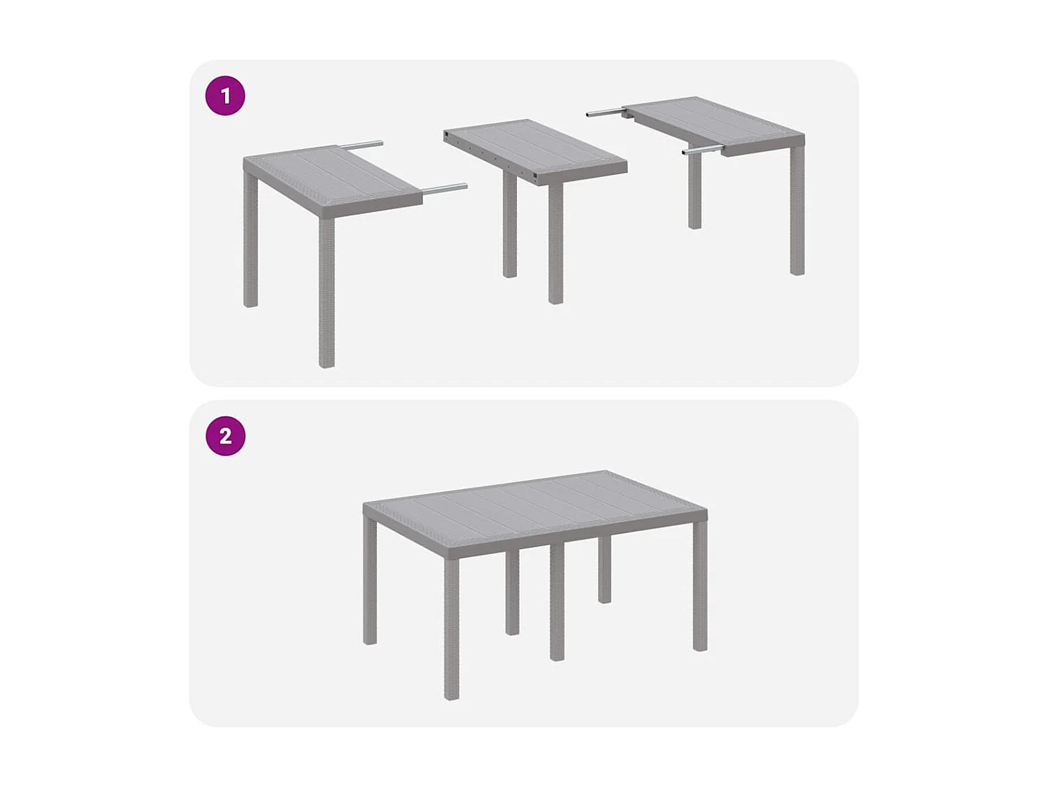 Mesa de jardín gris claro 150 x 100 x 73 cm polirratán