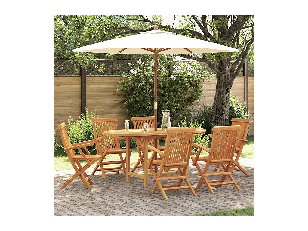 Ensemble de salle à manger pour jardin 7 pcs Marron