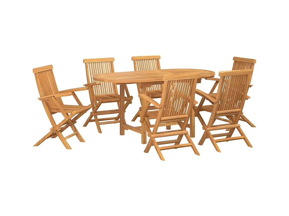 Ensemble de salle à manger pour jardin 7 pcs Marron