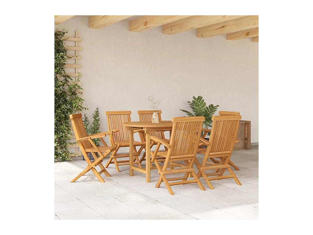 Ensemble de salle à manger pour jardin 7 pcs Marron