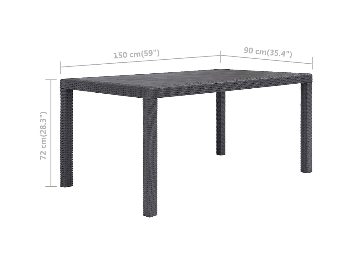 Tuintafel Bruin 150x90x72 cm Kunststof Rotan look