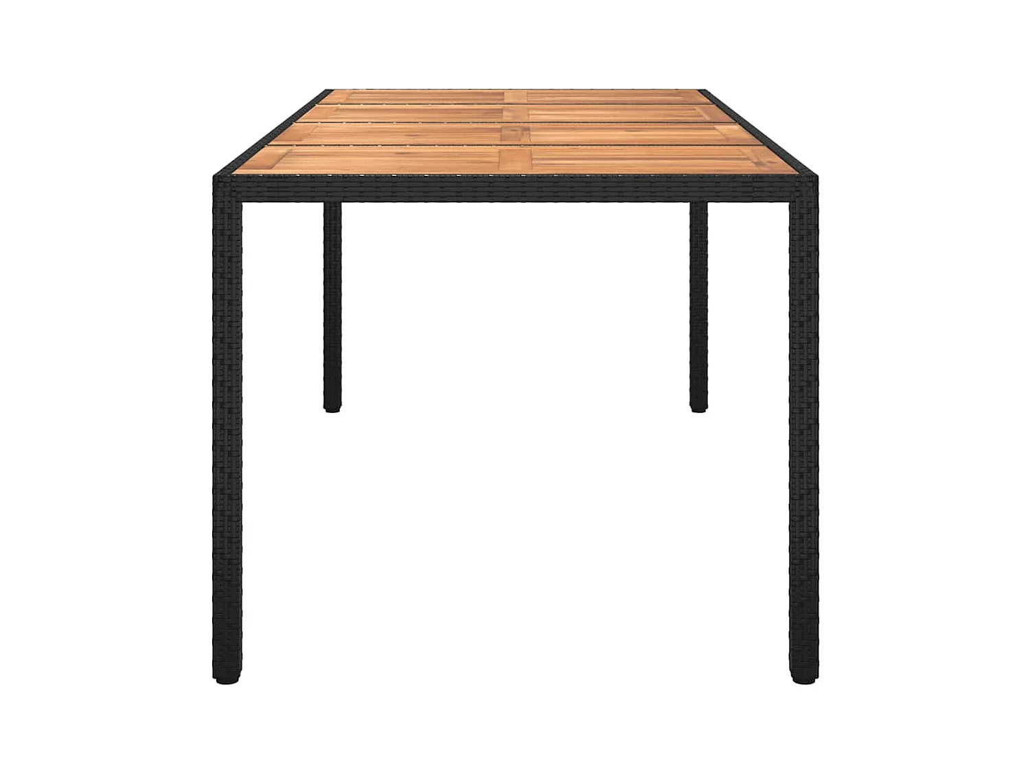 Mesa de jardín 190x90x75 cm Resina mimbre y madera de acacia Negro