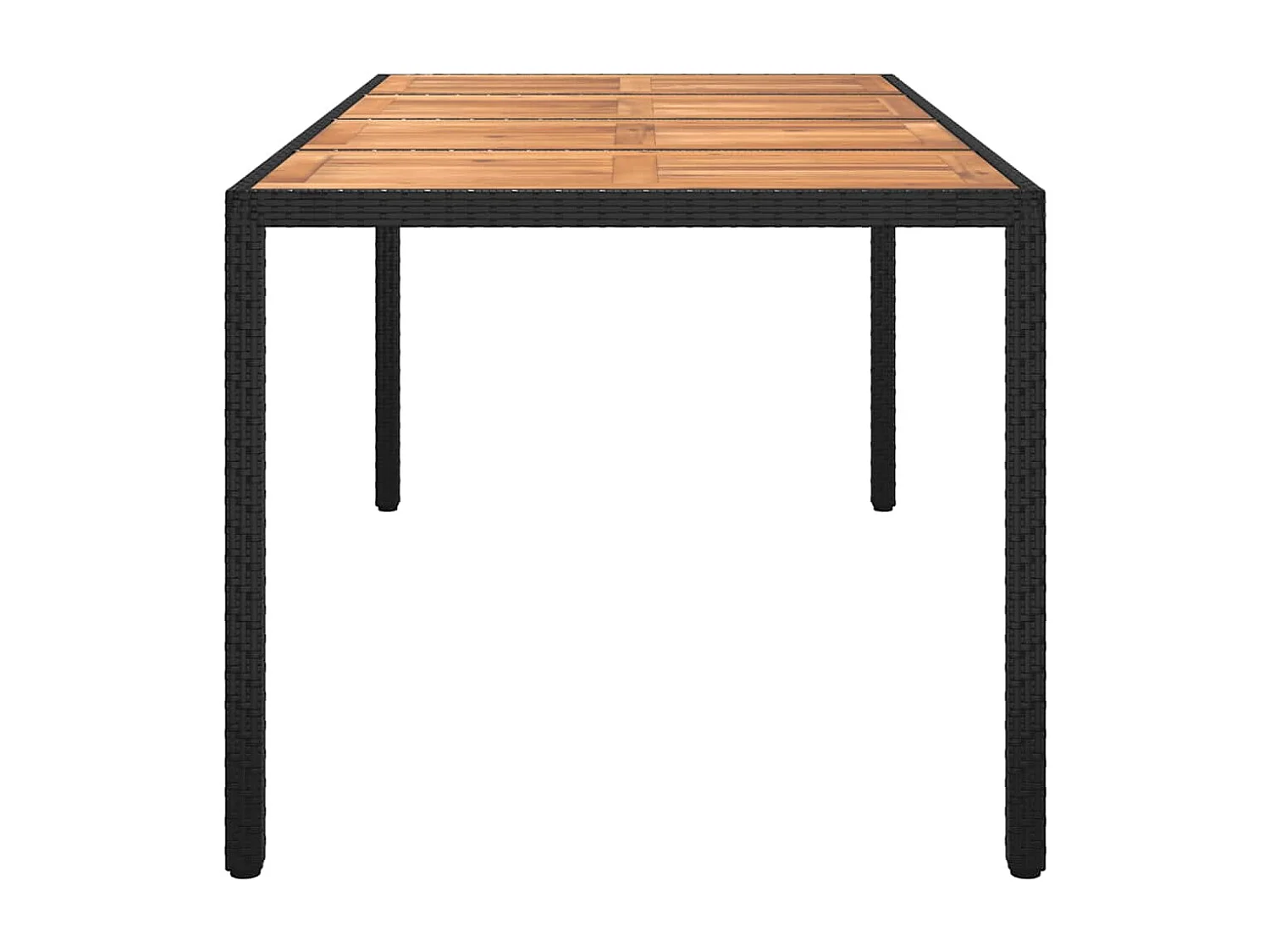 Mesa de jardín 190x90x75 cm Resina mimbre y madera de acacia Negro
