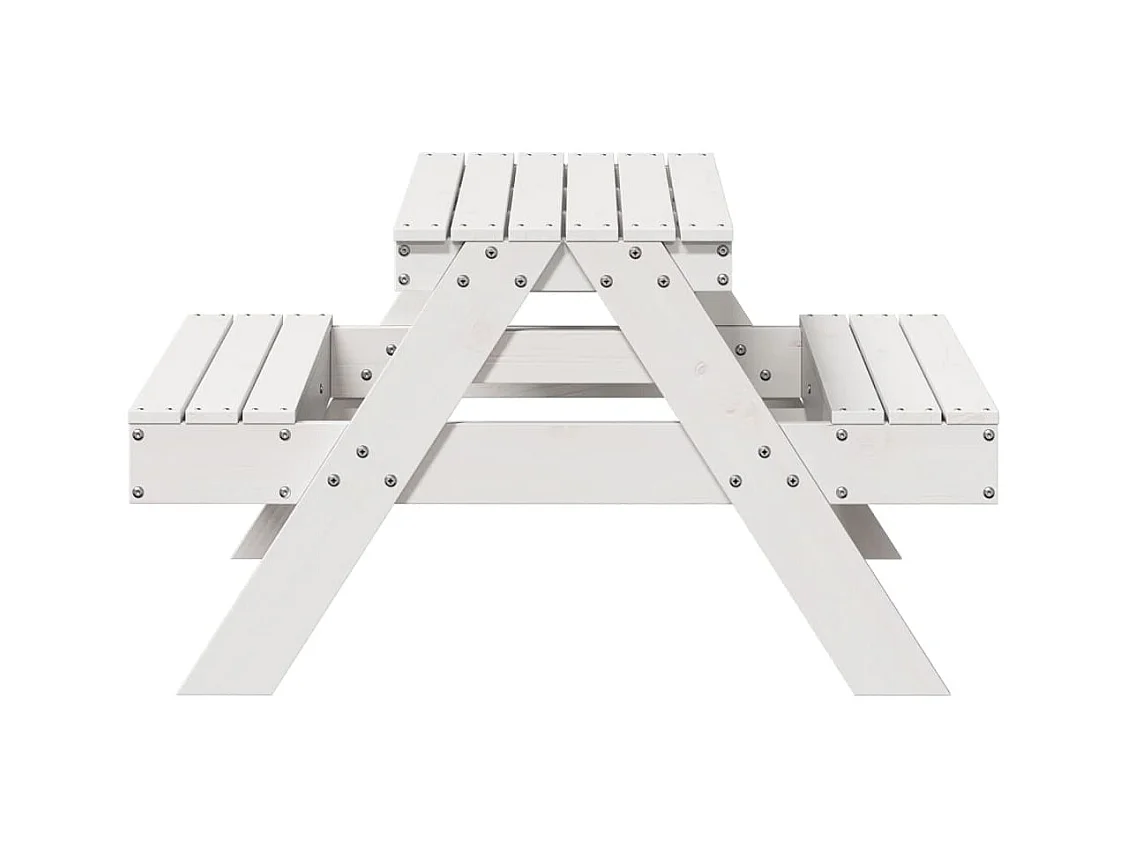 Kinderpicknicktafel wit massief grenenhout