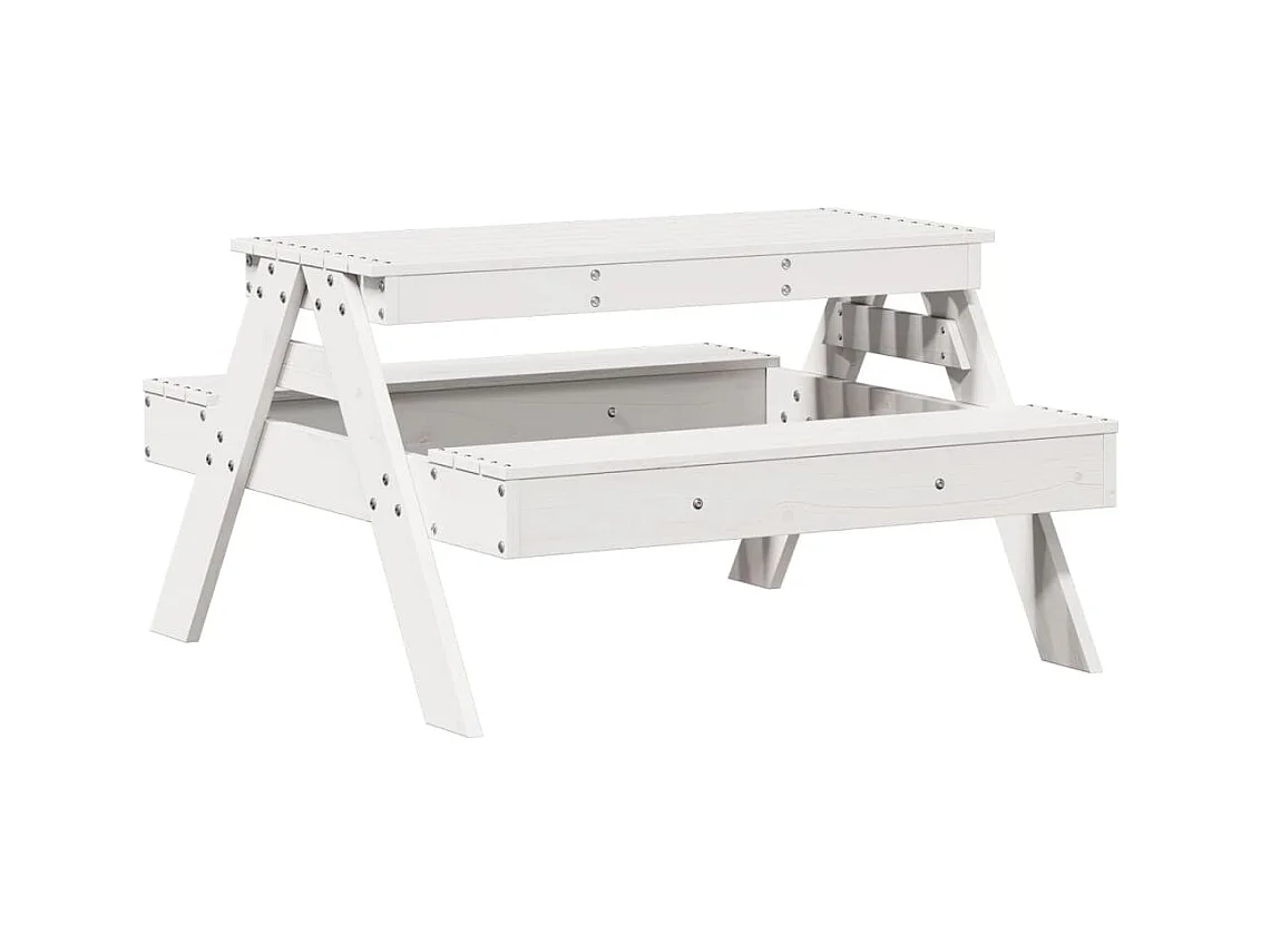 Kinderpicknicktafel wit massief grenenhout