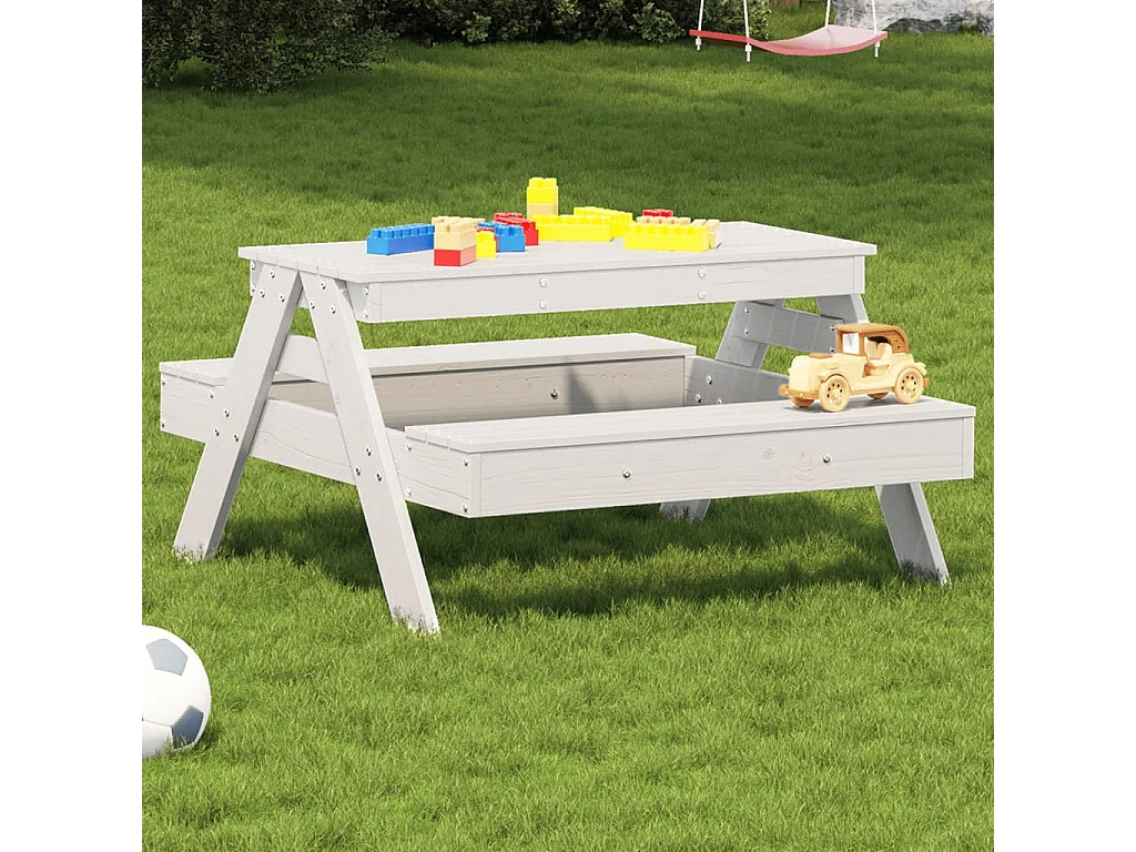 Tavolo da picnic per bambini in legno massello di pino bianco