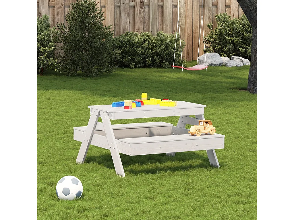 Tavolo da picnic per bambini in legno massello di pino bianco