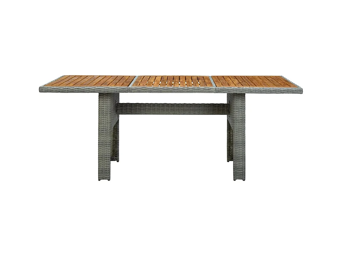 Lichtgrijze tuintafel van riet en acaciahout