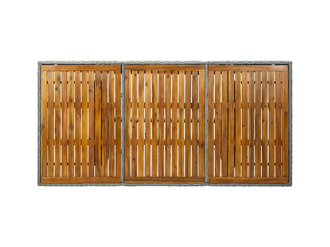 Lichtgrijze tuintafel van riet en acaciahout