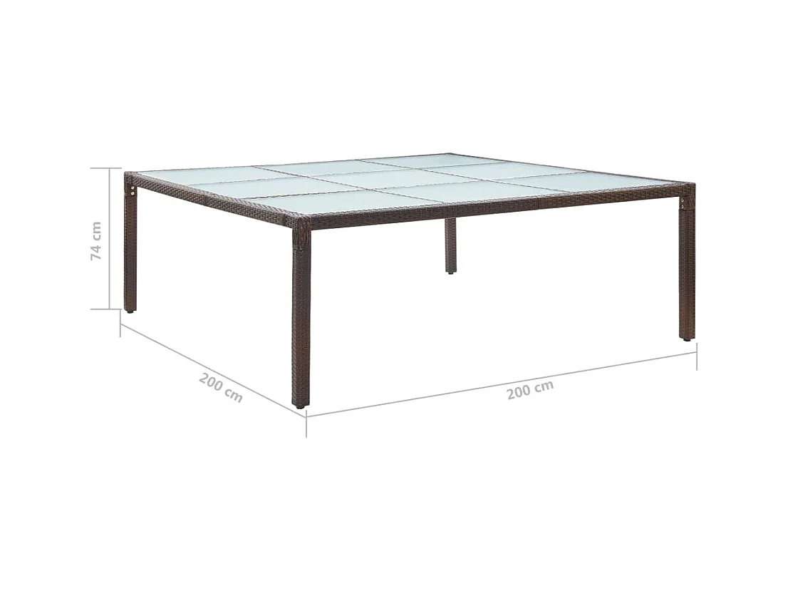 Tuintafel Bruin 200x200x74 cm Hars riet