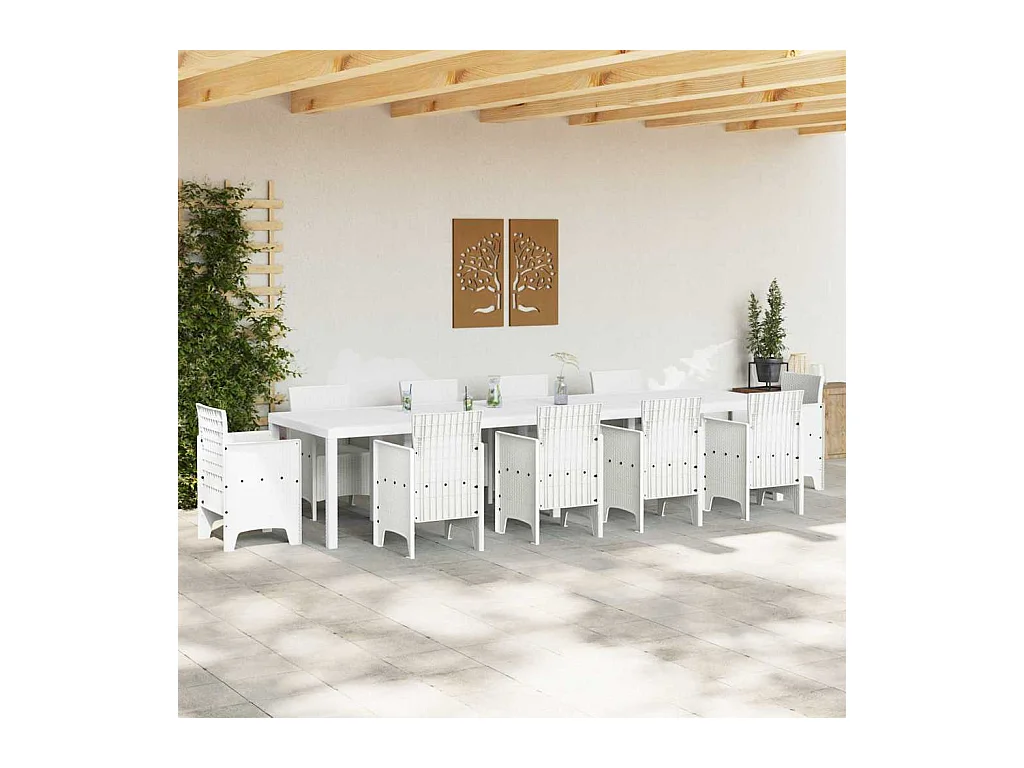 Table de Jardin Blanc 350 x 100 x 73 cm polyrotin