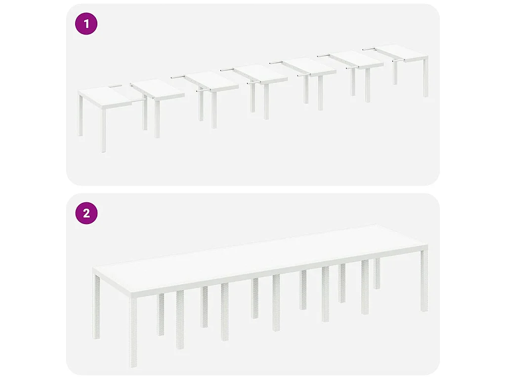 Tavolo da giardino bianco 350 x 100 x 73 cm in polyrattan