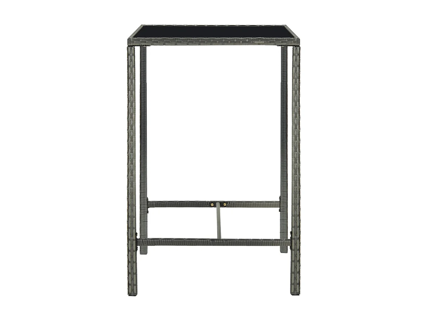 Tavolo da bar da giardino grigio 70x70x110cm in resina, vimini e vetro