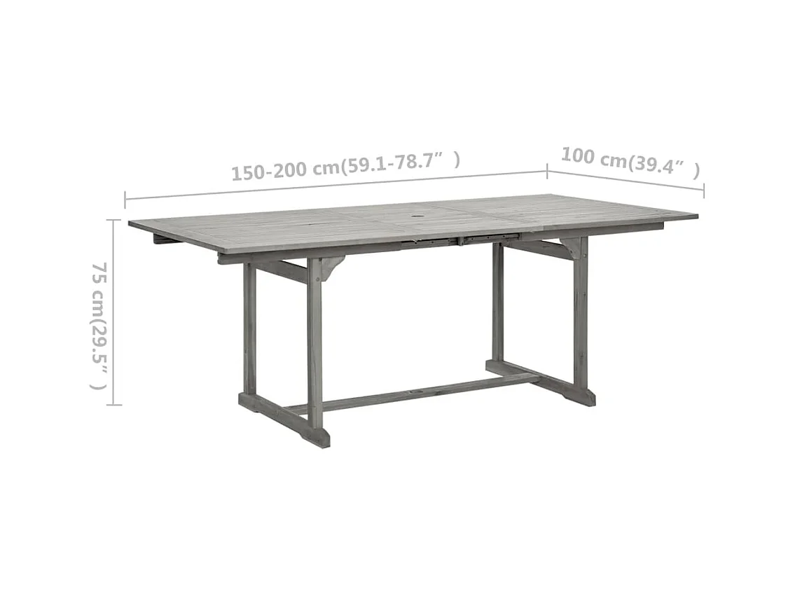Tuintafel (150-200) x 100 x 75 cm massief acaciahout
