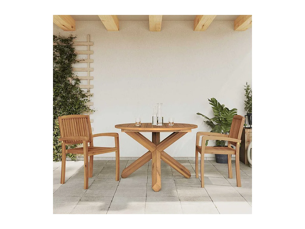 Table de jardin Ø109x74 cm bois de teck solide