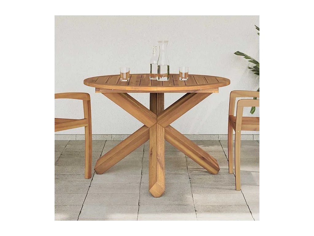 Table de jardin Ø109x74 cm bois de teck solide