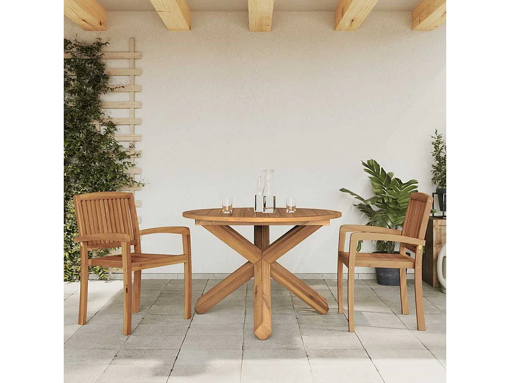 Table de jardin Ø109x74 cm bois de teck solide