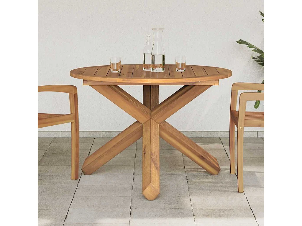 Table de jardin Ø109x74 cm bois de teck solide