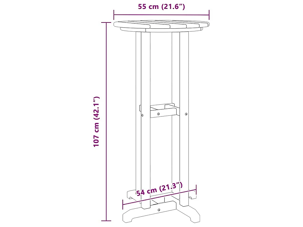 Tavolo da bar Nero 55 x 55 x 107 cm HDPE