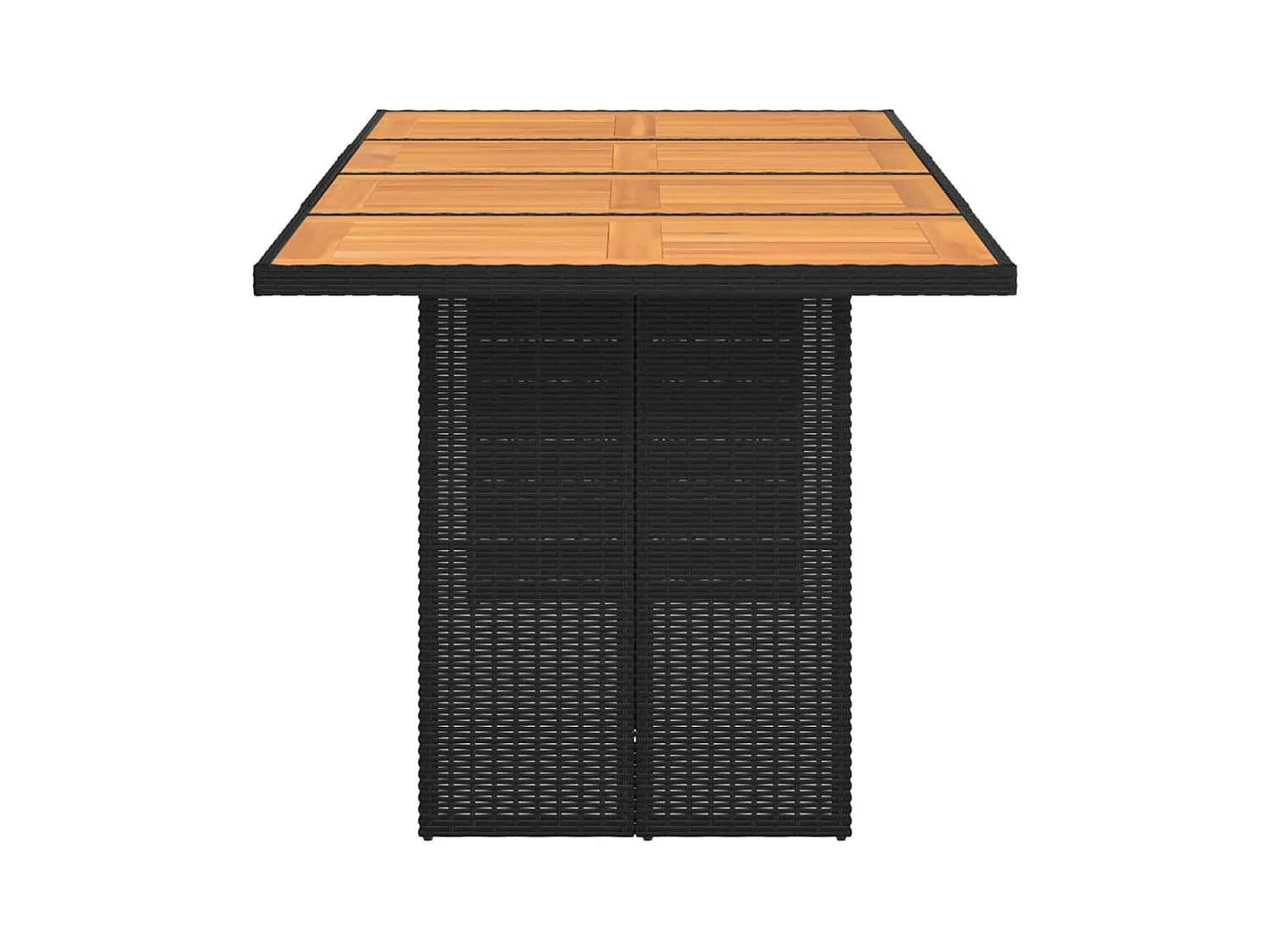 Tuintafel en blad in zwart acaciahout en gevlochten hars