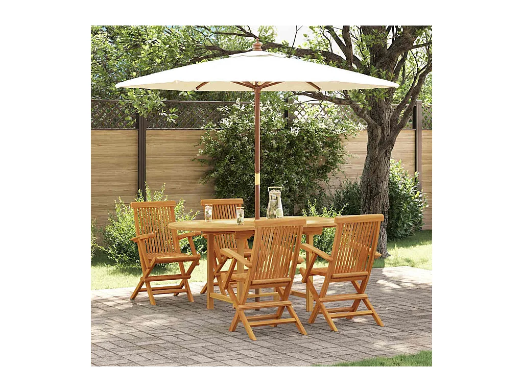 Ensemble de salle à manger pour jardin 5 pcs Marron