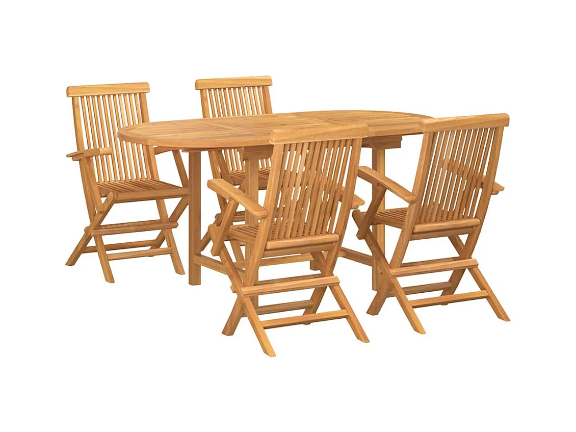 Ensemble de salle à manger pour jardin 5 pcs Marron