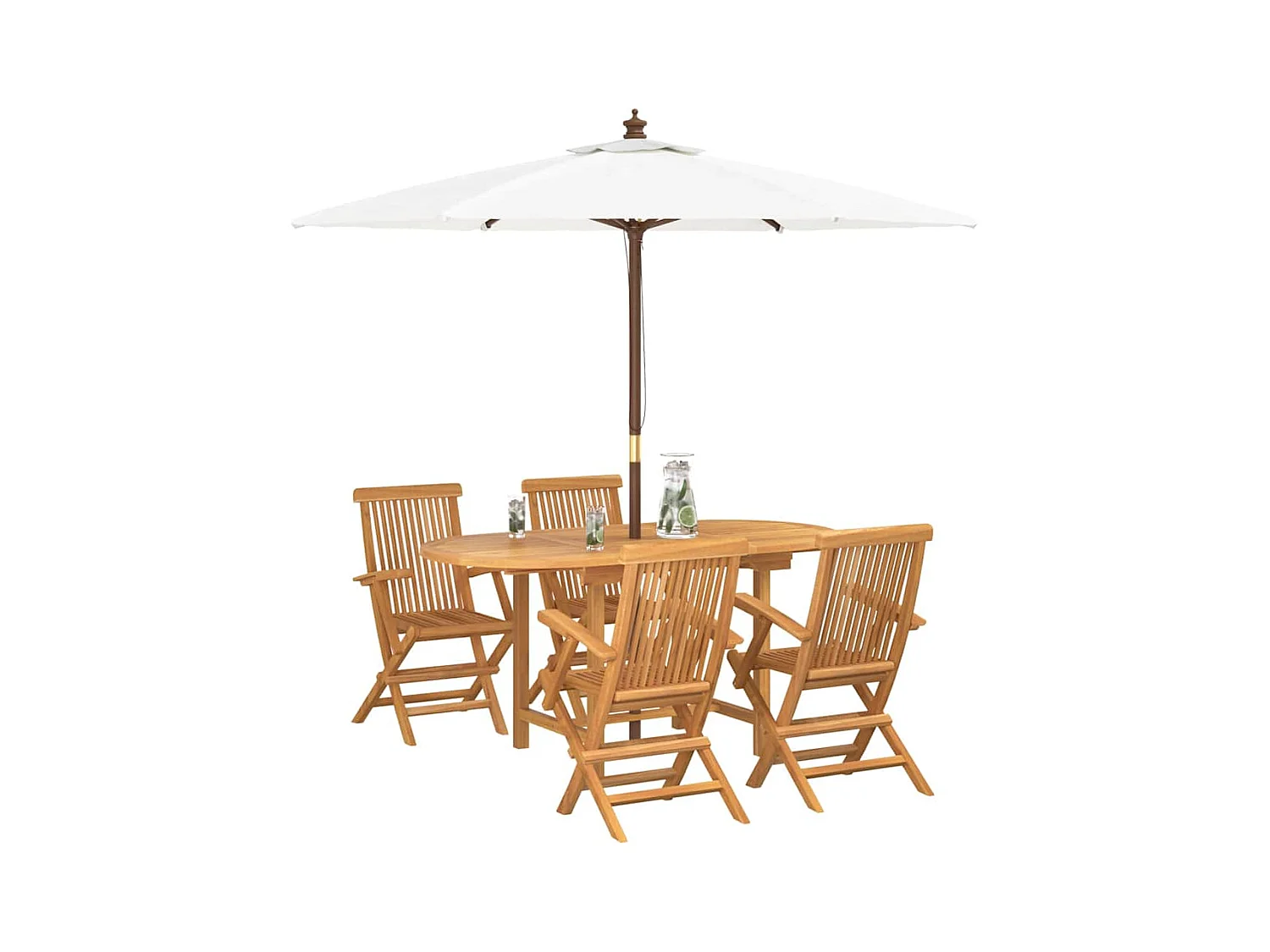 Ensemble de salle à manger pour jardin 5 pcs Marron