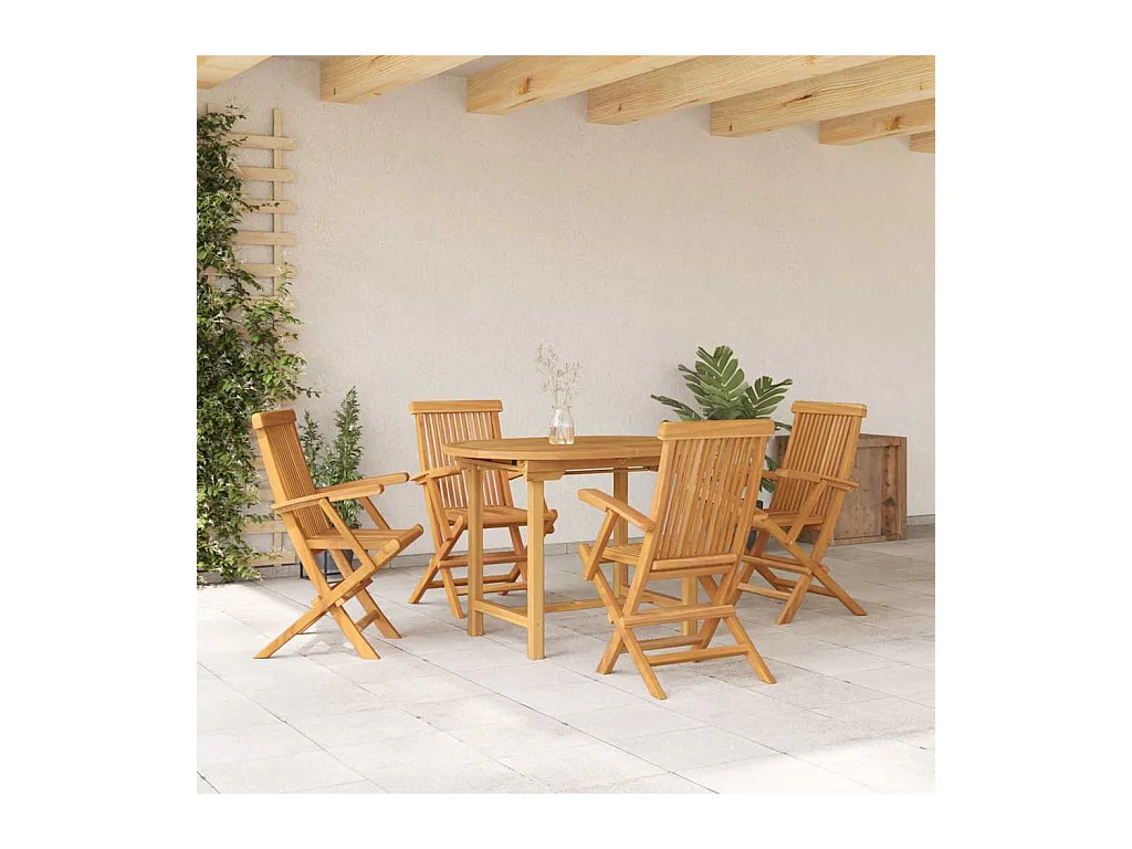 Ensemble de salle à manger pour jardin 5 pcs Marron