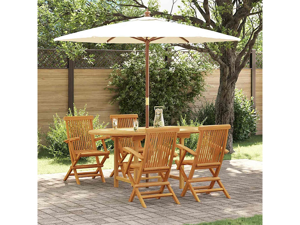 Ensemble de salle à manger pour jardin 5 pcs Marron