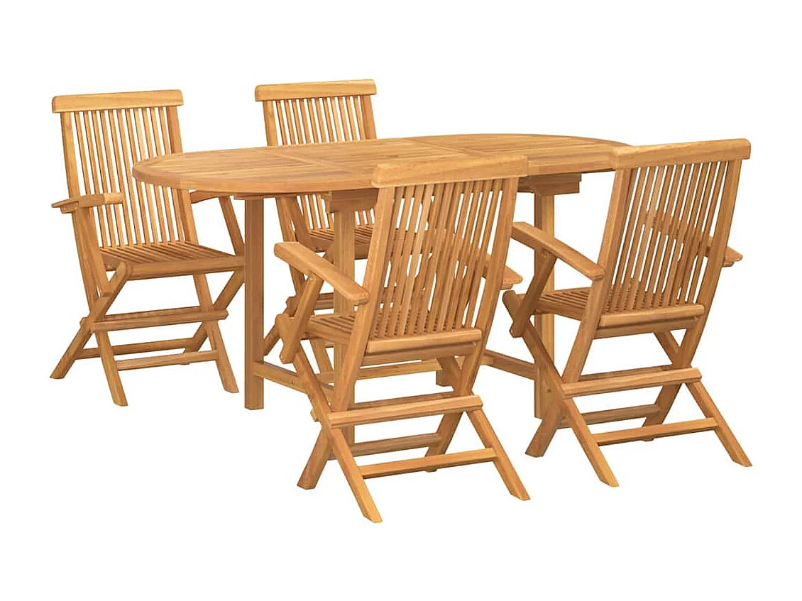 Ensemble de salle à manger pour jardin 5 pcs Marron