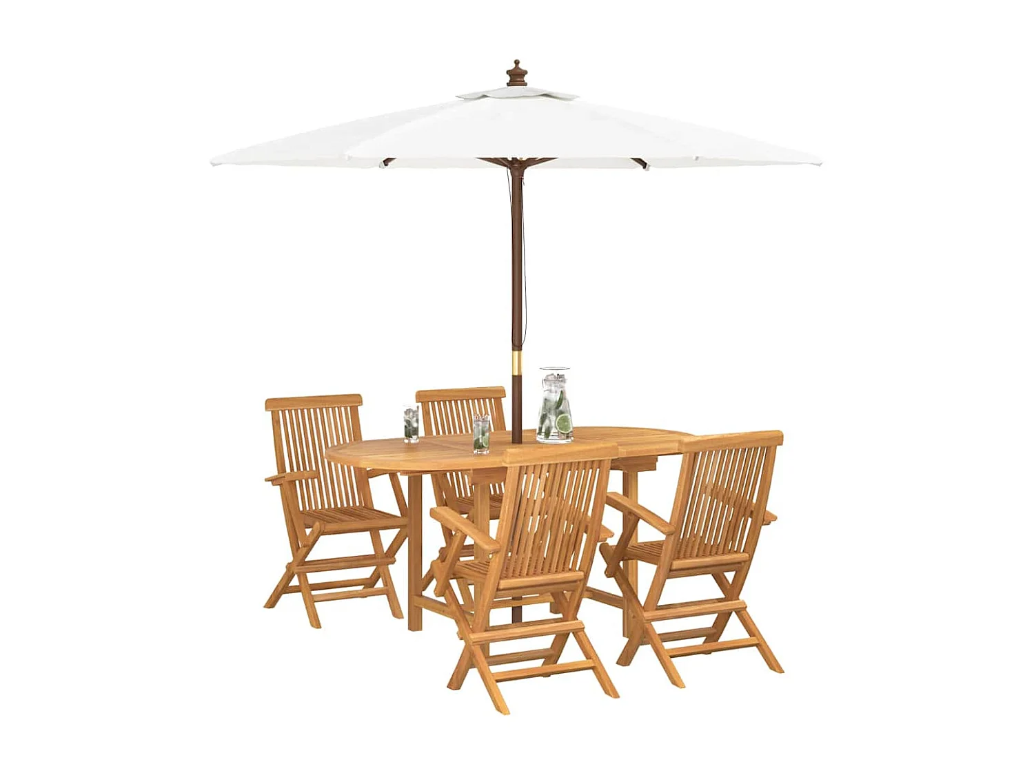 Ensemble de salle à manger pour jardin 5 pcs Marron