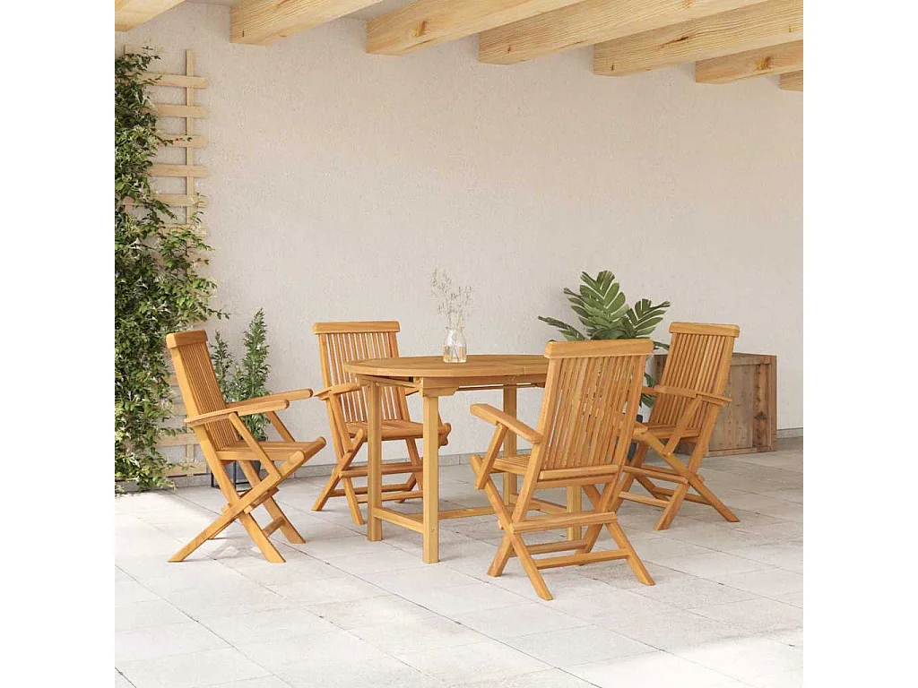 Ensemble de salle à manger pour jardin 5 pcs Marron