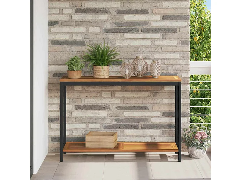 Tuintafel met opbergruimte Naturel en zwart 110 x 35 x 75 cm