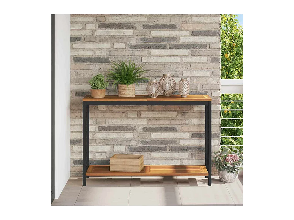 Table de jardin avec stockage Naturel et noir 110 x 35 x 75 cm