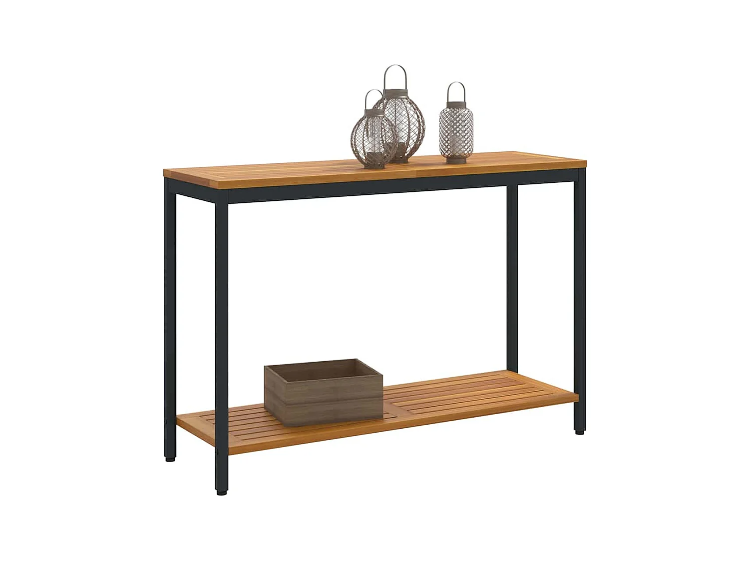 Table de jardin avec stockage Naturel et noir 110 x 35 x 75 cm