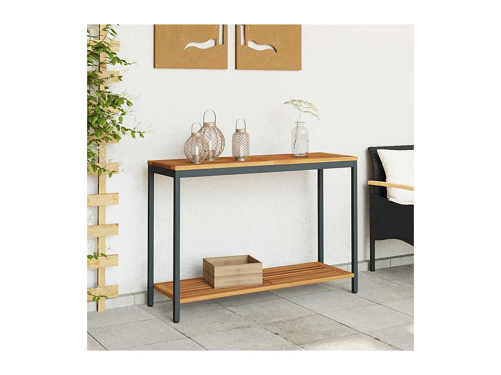 Table de jardin avec stockage Naturel et noir 110 x 35 x 75 cm