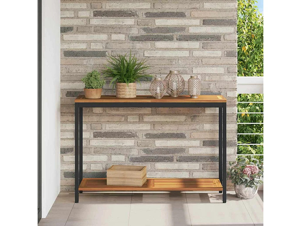 Table de jardin avec stockage Naturel et noir 110 x 35 x 75 cm