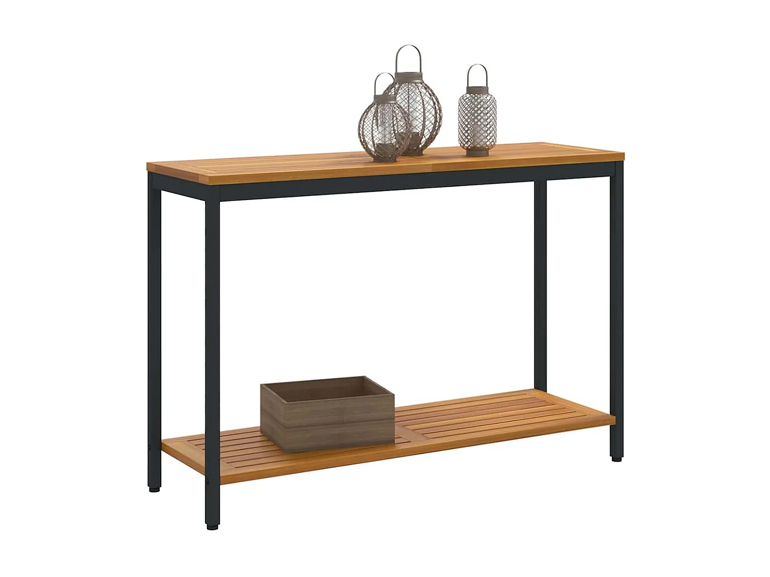 Table de jardin avec stockage Naturel et noir 110 x 35 x 75 cm