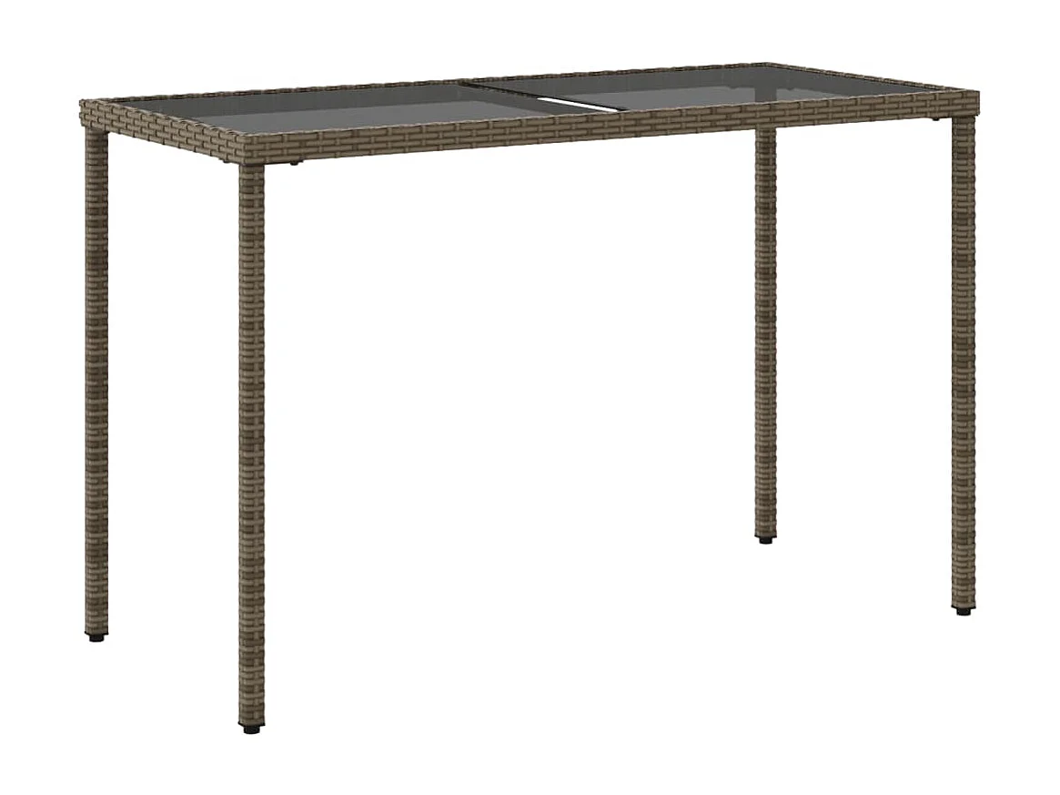 Mesa de jardín con tapa de cristal gris 115x54x74cm resina trenzada