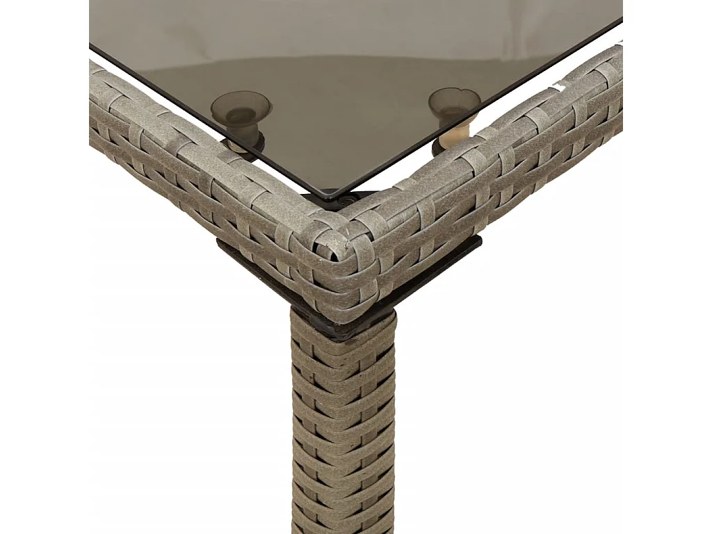 Mesa de jardín con tapa de cristal gris 115x54x74cm resina trenzada