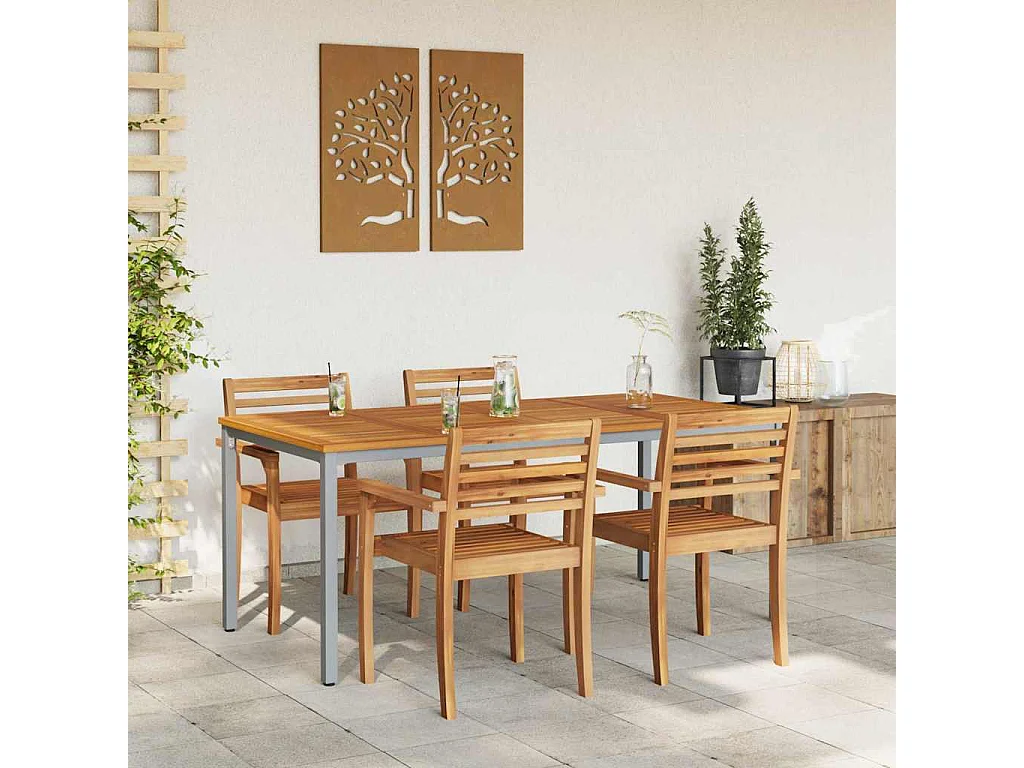 Tables de jardin Naturel et gris 180 x 90 x 75 cm