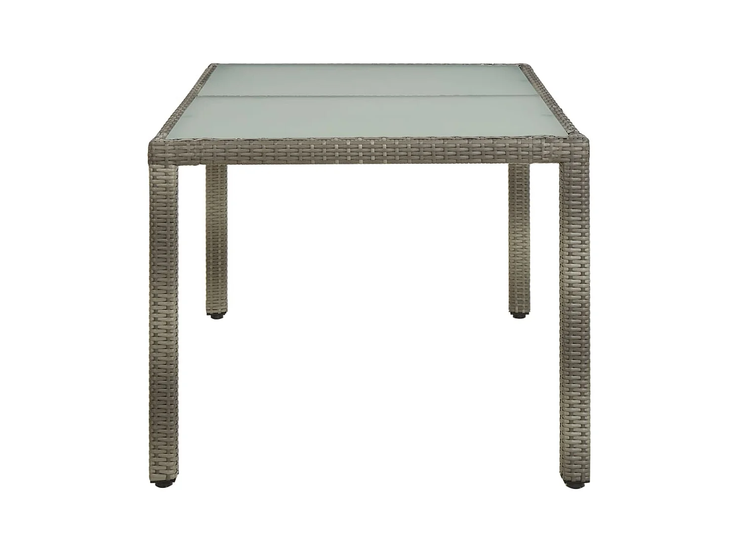 Tuintafel 150x90x75 cm Gehard glas en polyrotan Grijs