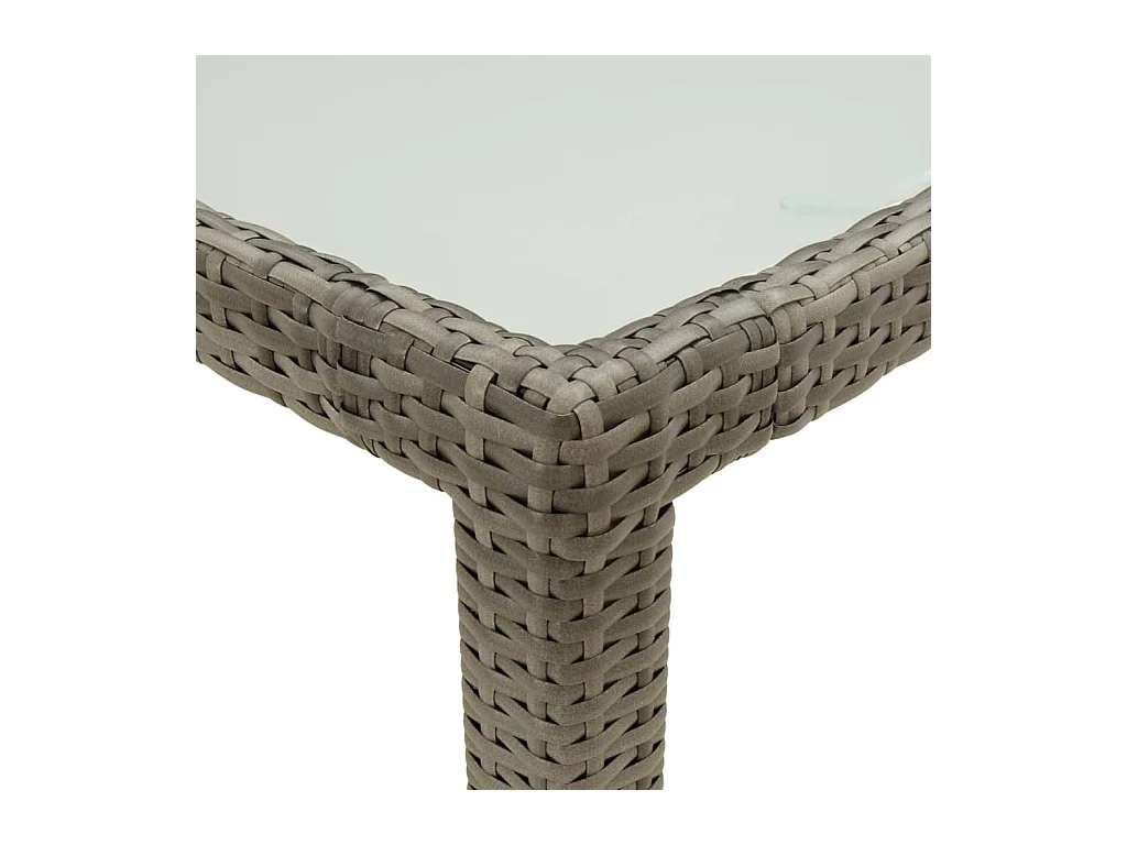 Tuintafel 150x90x75 cm Gehard glas en polyrotan Grijs