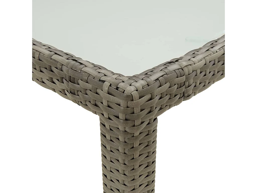 Mesa de jardín 150x90x75 cm Cristal templado y poli ratán Gris