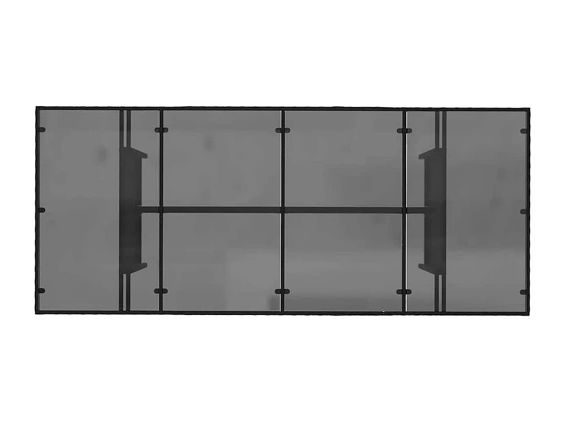 Tuintafel met zwart glazen blad 190x80x74cm gevlochten hars