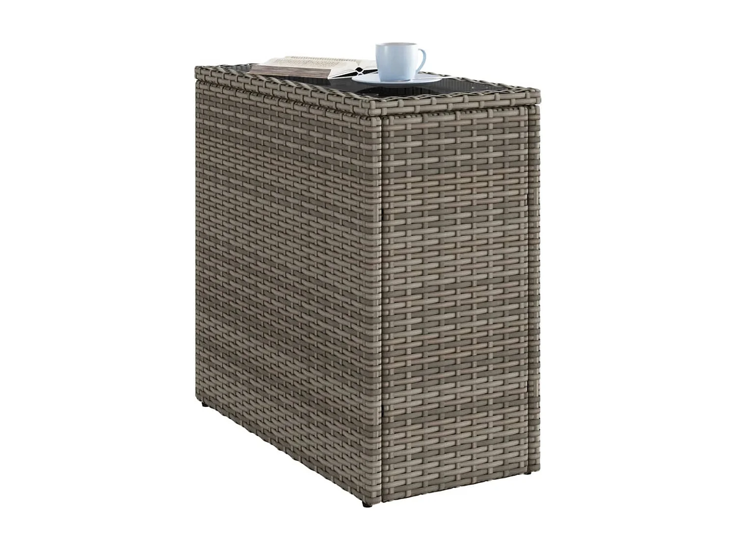 Tuintafel met grijs rotan glazen blad