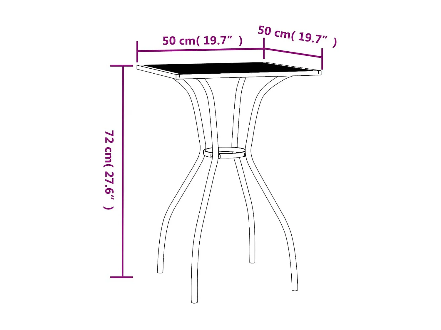 Mesa de jardín antracita 50x50x72 cm malla de acero