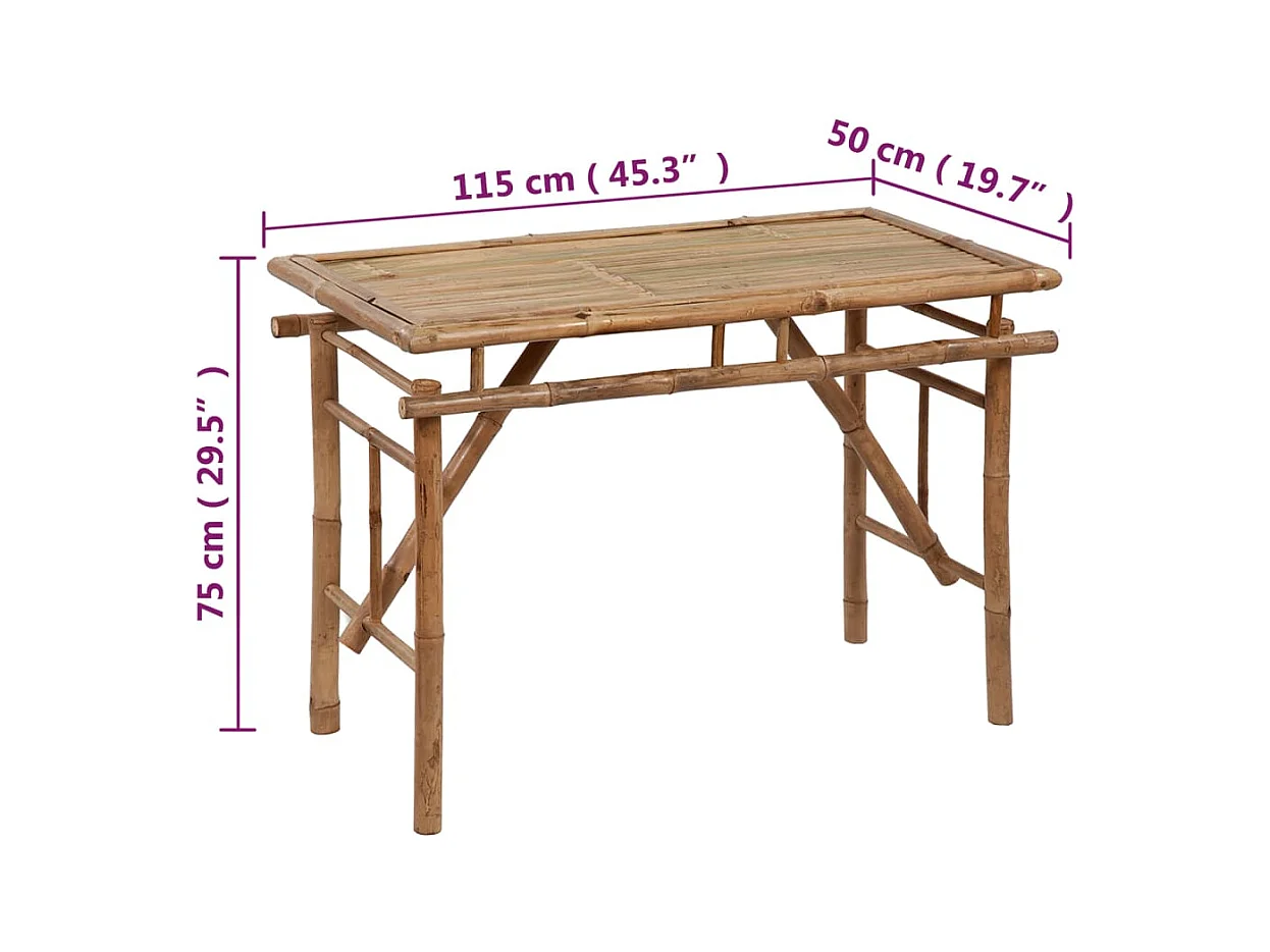 Table de jardin pliable 115x50x75 cm Bambou