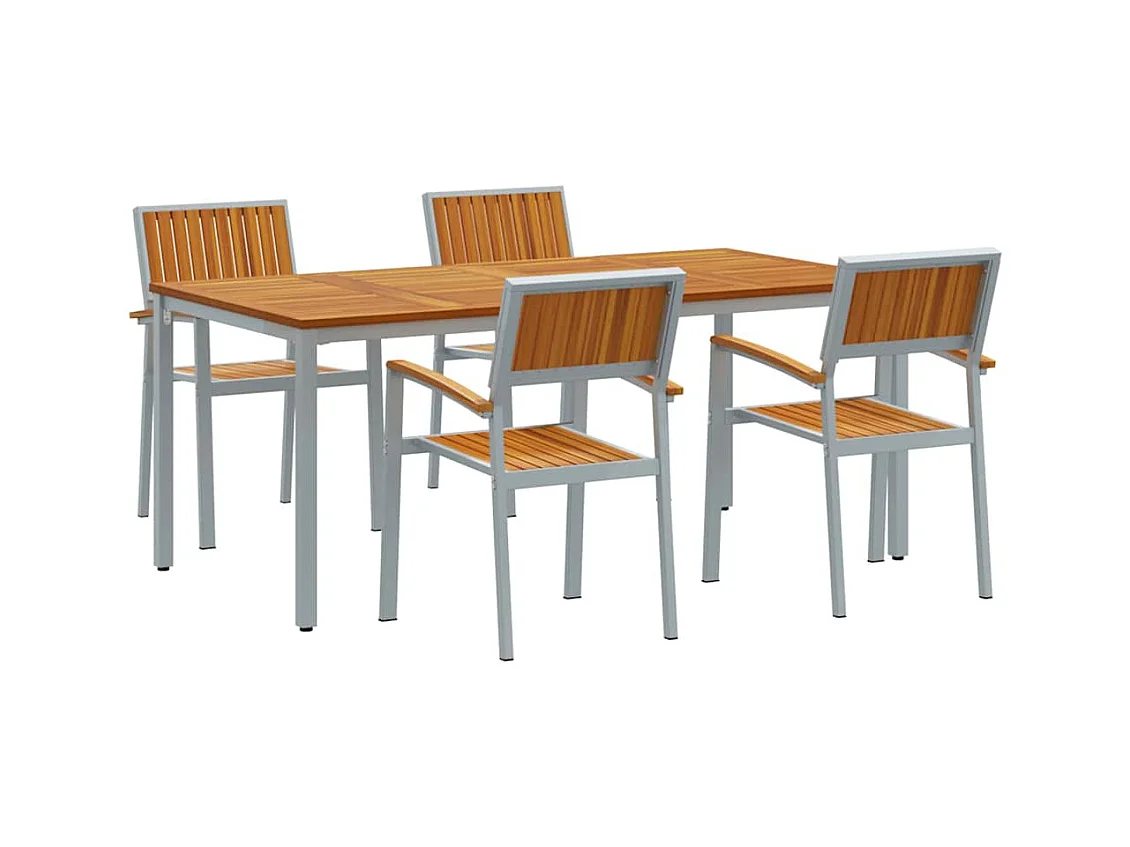 Ensemble de salle à manger pour jardin 5 pcs Gris et marron