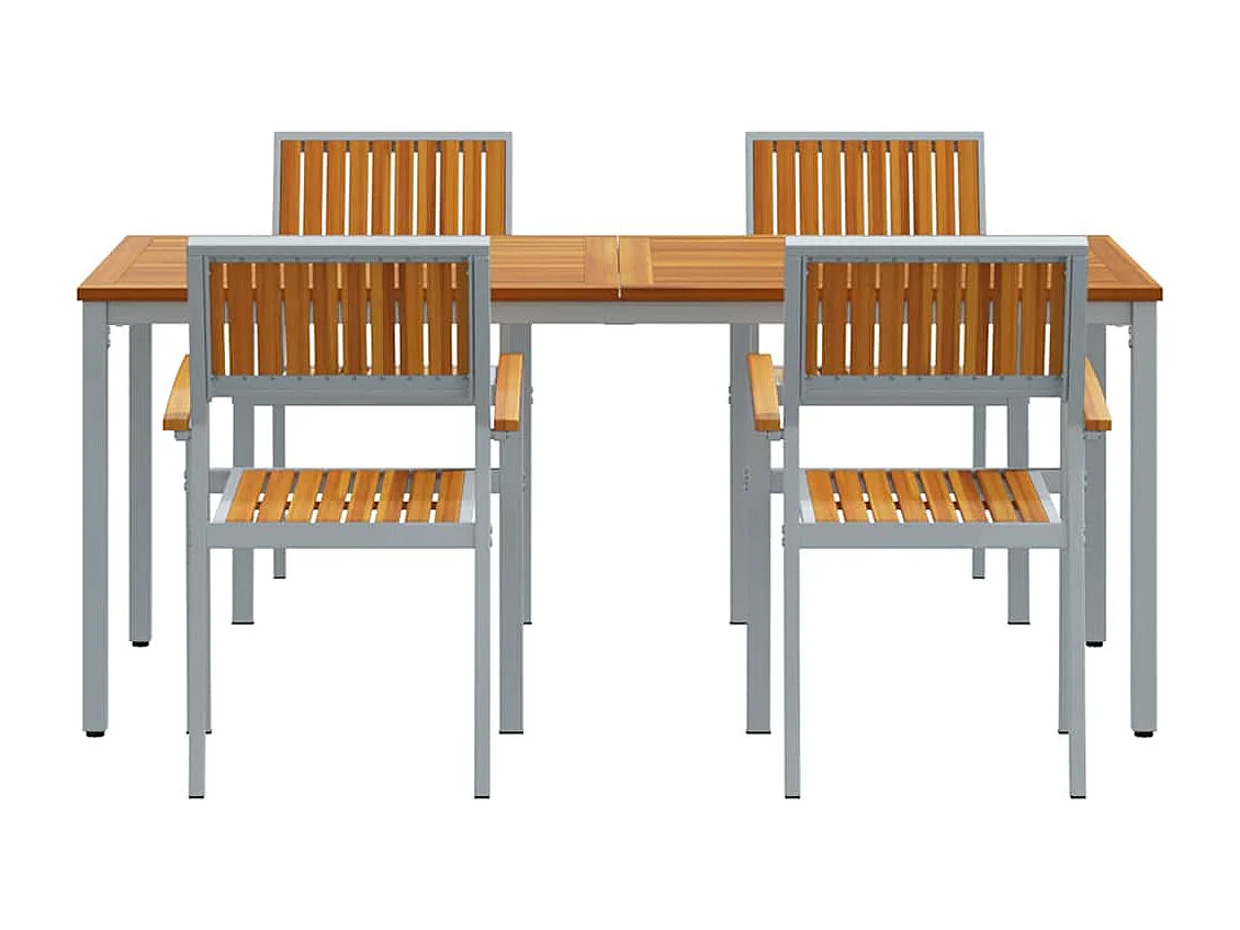Ensemble de salle à manger pour jardin 5 pcs Gris et marron